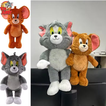 Original Kawaii Tom And Jerry Plush Toy Cartoon Anime Movie Cat Mouse Plushies Stuffed Animals Doll Toys For Kids Birthday Gifts