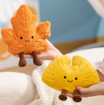 Leaf Ginkgo Leaf Stuffed Plant Plush Toys Kawaii Smiling Leaf With Leg Cartoon Dolls Soft Plush Xmas Gifts For Girl