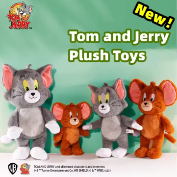 Original Kawaii Tom And Jerry Plush Toy Cartoon Anime Movie Cat Mouse Plushies Stuffed Animals Doll Toys For Kids Birthday Gifts