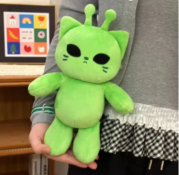 Cute Alien Cat Stuffed Toy Super Soft Plushie Doll Kawaii Home Decor Pillow Green Kitty Plush Toy