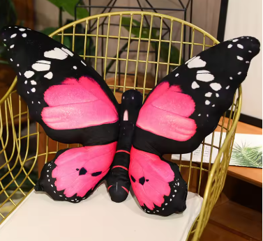 6 Colors Butterfly Plush Pillow Purple Blue Pink Magenta Yellow, Short Plush Polyester Filled Cushion, Sofa Bedroom Home Decor