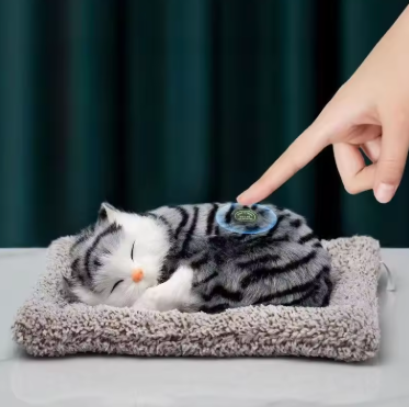 Simulated Cat Plush Toys for Kids Stuffed Animals Sleeping Cat with Touching Crying Sound Children Room Decoration Birthday Gift