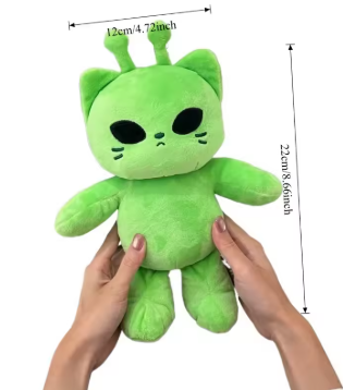 Cute Alien Cat Stuffed Toy Super Soft Plushie Doll Kawaii Home Decor Pillow Green Kitty Plush Toy