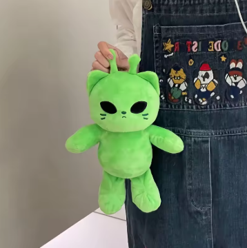 Cute Alien Cat Stuffed Toy Super Soft Plushie Doll Kawaii Home Decor Pillow Green Kitty Plush Toy