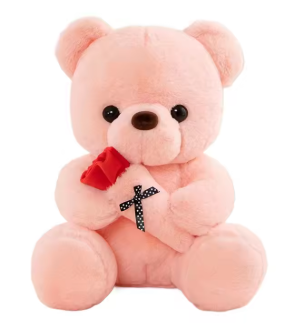 Cute Rose Bear Plush Toy Stuffed Animal Doll Romantic Gift for Girlfriend Valentines Day Birthday Anniversary Present