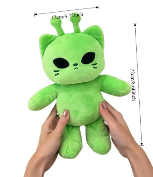 Cute Alien Cat Stuffed Toy Super Soft Plushie Doll Kawaii Home Decor Pillow Green Kitty Plush Toy