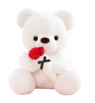 Cute Rose Bear Plush Toy Stuffed Animal Doll Romantic Gift for Girlfriend Valentines Day Birthday Anniversary Present