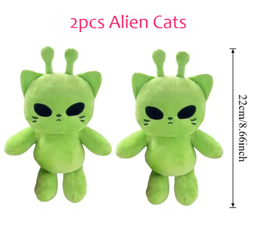 Cute Alien Cat Stuffed Toy Super Soft Plushie Doll Kawaii Home Decor Pillow Green Kitty Plush Toy